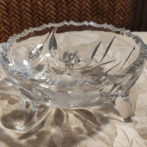 Elegant Clear Glass Bowl with Floral Design
